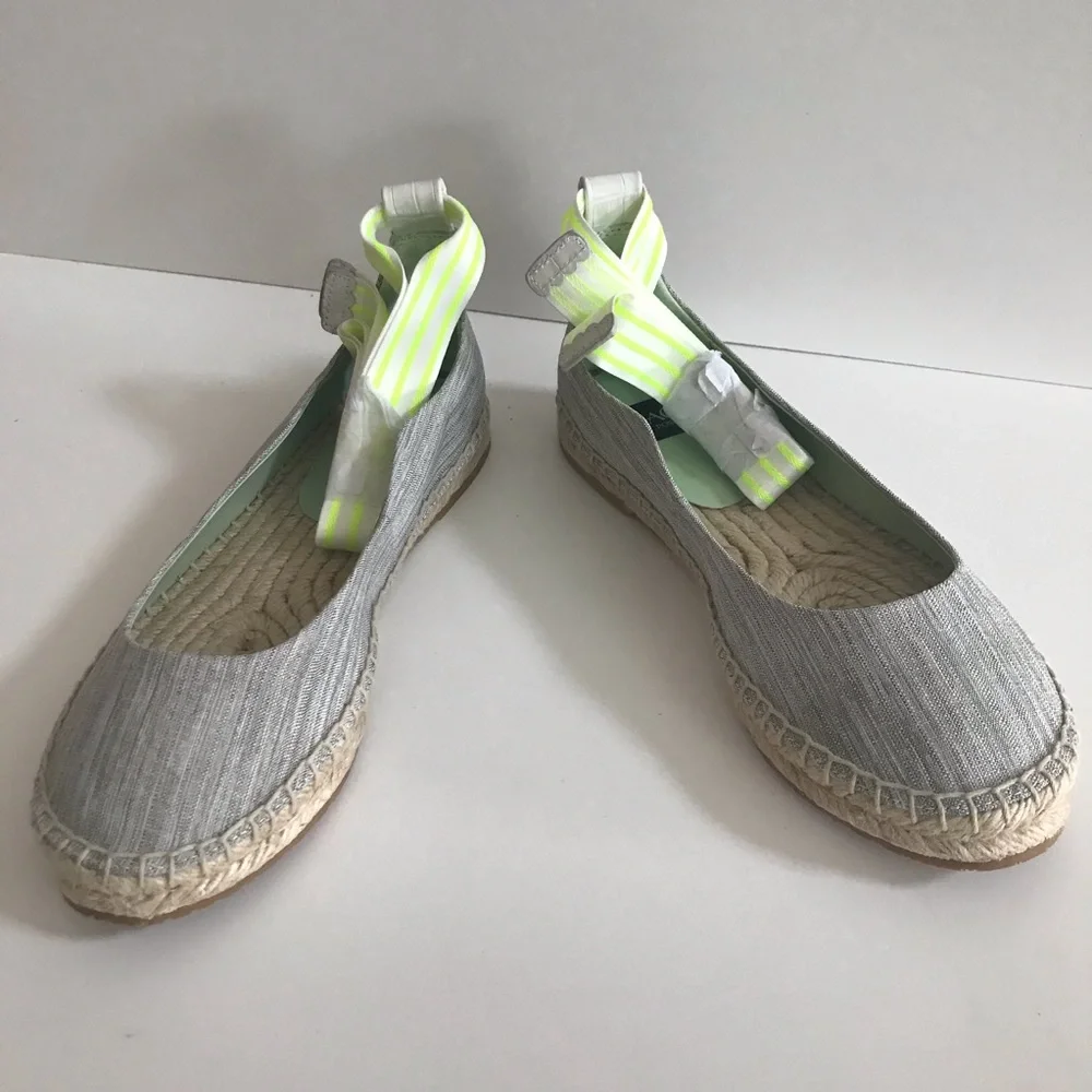 ZAC Zac Posen Vinca Gray Ballet Flat Espadrille With Ribbon Ankle Tie Size 7 NIB